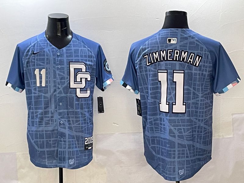 Men Washington Nationals #11 Zimmerman Blue Joint Name 2025 Nike MLB Jersey style 7